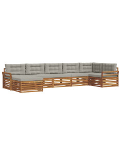 Set divani con cuscino 7 pcs Grigio Naturale e Chiaro 2