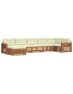 Set divani 7 pcs Naturale e Crema Legno di Acacia Massello 2