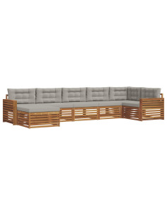 Set divani con cuscino 7 pcs Grigio Naturale e Chiaro 2