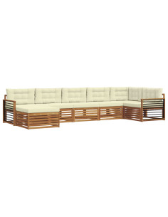 Set divani 7 pcs Naturale e Crema Legno di Acacia Massello 2