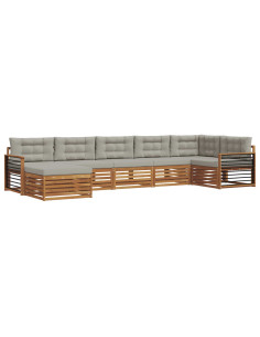 Set divani con cuscino 7 pcs Grigio Naturale e Chiaro 2