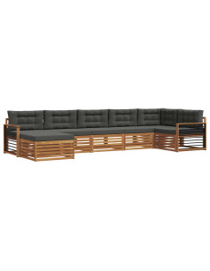 Set divani 7 pcs Naturale e Antracite Legno di Acacia Massello 2