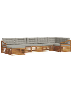 Set divani con cuscino 7 pcs Grigio Naturale e Chiaro 2