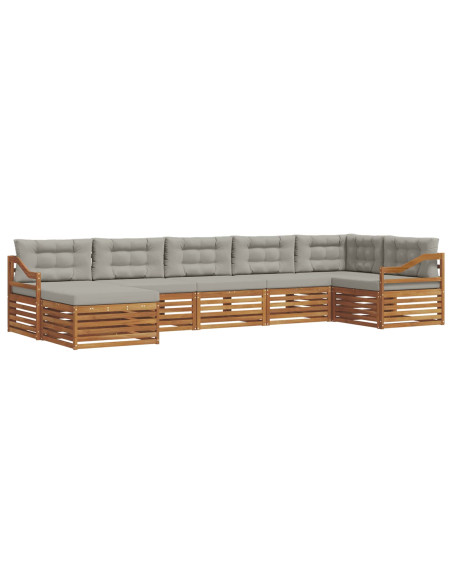Set divani con cuscino 7 pcs Grigio Naturale e Chiaro