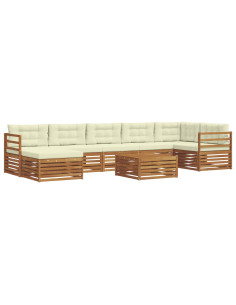 Set divani 8 pcs Naturale e Crema Legno di Acacia Massello 2