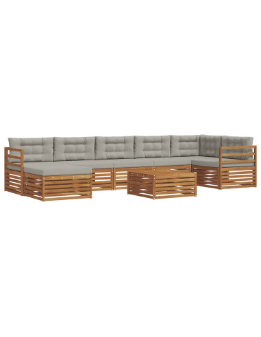 Set divani con cuscino 8 pcs Grigio Naturale e Chiaro