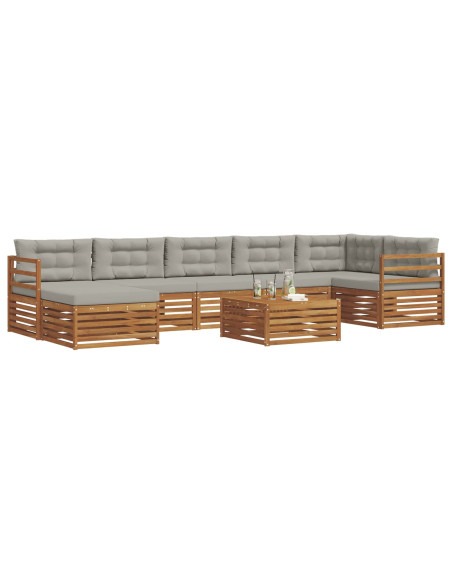Set divani con cuscino 8 pcs Grigio Naturale e Chiaro