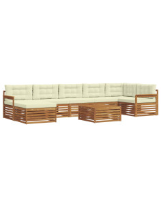 Set divani 8 pcs Naturale e Crema Legno di Acacia Massello 2