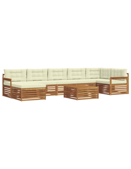 Set divani 8 pcs Naturale e Crema Legno di Acacia Massello