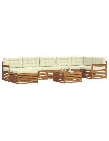 Set divani 8 pcs Naturale e Crema Legno di Acacia Massello