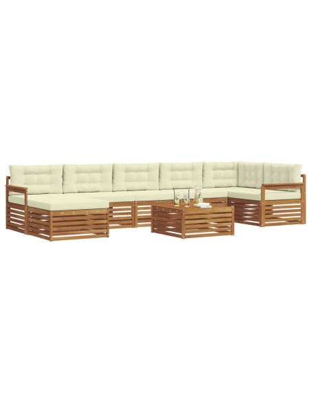 Set divani 8 pcs Naturale e Crema Legno di Acacia Massello