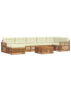 Set divani 8 pcs Naturale e Crema Legno di Acacia Massello 2