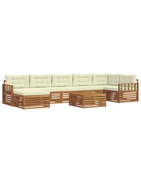 Set divani 8 pcs Naturale e Crema Legno di Acacia Massello