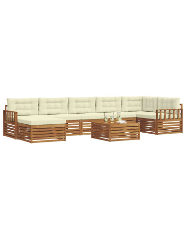 Set divani 8 pcs Naturale e Crema Legno di Acacia Massello