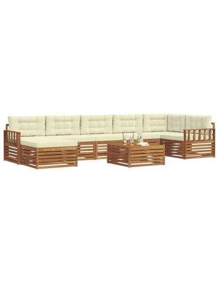 Set divani 8 pcs Naturale e Crema Legno di Acacia Massello