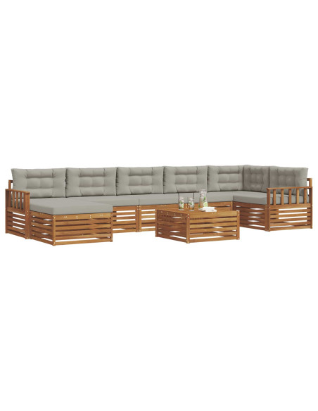 Set divani con cuscino 8 pcs Grigio Naturale e Chiaro
