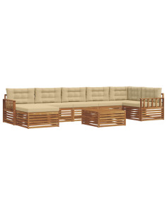 Set divani 8 pcs Naturale e Beige Legno di Acacia Massello 2