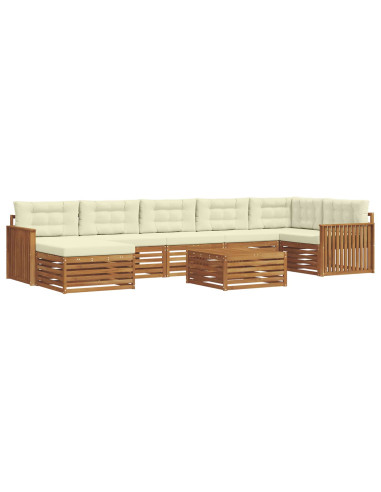 Set divani 8 pcs Naturale e Crema Legno di Acacia Massello