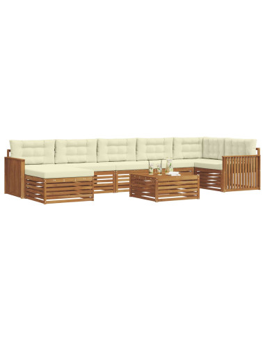 Set divani 8 pcs Naturale e Crema Legno di Acacia Massello