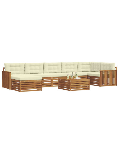 Set divani 8 pcs Naturale e Crema Legno di Acacia Massello