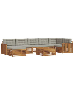 Set divani con cuscino 8 pcs Grigio Naturale e Chiaro 2