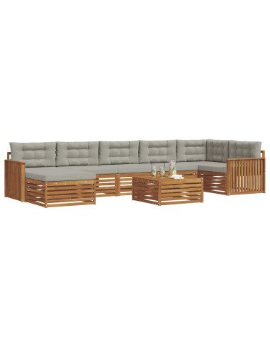 Set divani con cuscino 8 pcs Grigio Naturale e Chiaro
