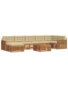 Set divani 8 pcs Naturale e Beige Legno di Acacia Massello 2