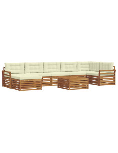 Set divani 8 pcs Naturale e Crema Legno di Acacia Massello 2