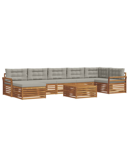 Set divani con cuscino 8 pcs Grigio Naturale e Chiaro