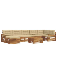 Set divani 8 pcs Naturale e Beige Legno di Acacia Massello 2