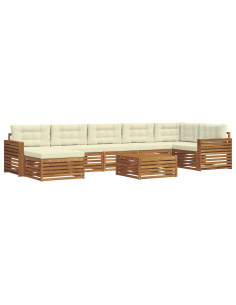 Set divani 8 pcs Naturale e Crema Legno di Acacia Massello 2
