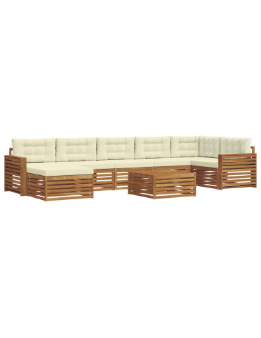Set divani 8 pcs Naturale e Crema Legno di Acacia Massello