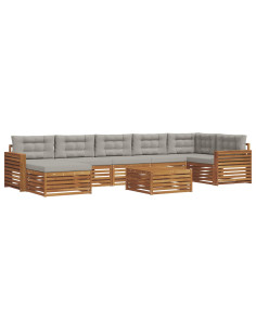 Set divani con cuscino 8 pcs Grigio Naturale e Chiaro 2