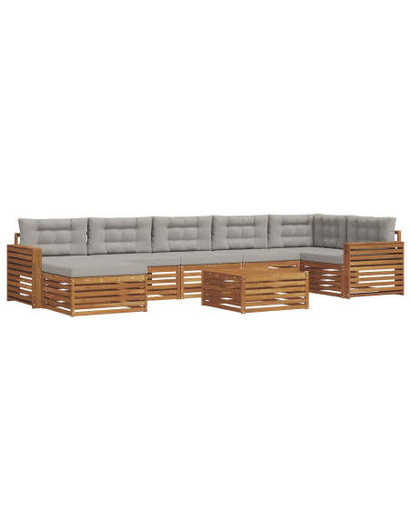 Set divani con cuscino 8 pcs Grigio Naturale e Chiaro