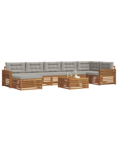 Set divani con cuscino 8 pcs Grigio Naturale e Chiaro