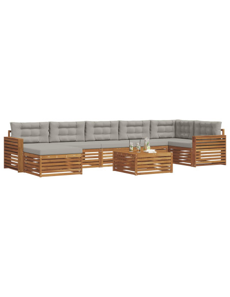 Set divani con cuscino 8 pcs Grigio Naturale e Chiaro