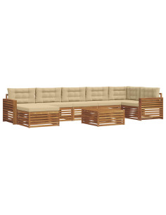 Set divani 8 pcs Naturale e Beige Legno di Acacia Massello 2