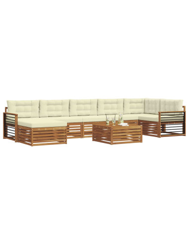 Set divani 8 pcs Naturale e Crema Legno di Acacia Massello