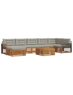 Set divani con cuscino 8 pcs Grigio Naturale e Chiaro 2