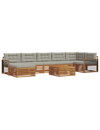 Set divani con cuscino 8 pcs Grigio Naturale e Chiaro