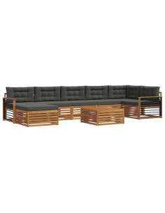 Set divani 8 pcs Naturale e Antracite Legno di Acacia Massello 2