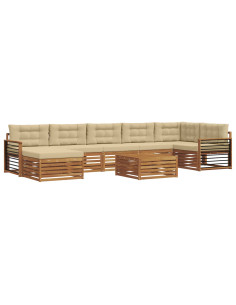 Set divani 8 pcs Naturale e Beige Legno di Acacia Massello 2
