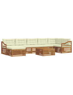 Set divani 8 pcs Naturale e Crema Legno di Acacia Massello 2