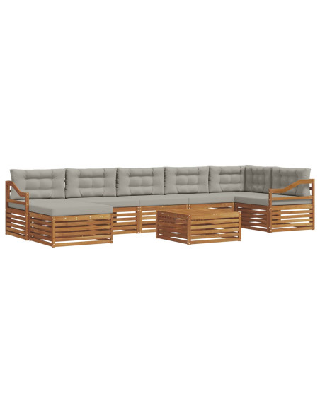 Set divani con cuscino 8 pcs Grigio Naturale e Chiaro