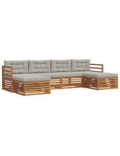 Set divani con cuscino 6 pcs Grigio Naturale e Chiaro 2