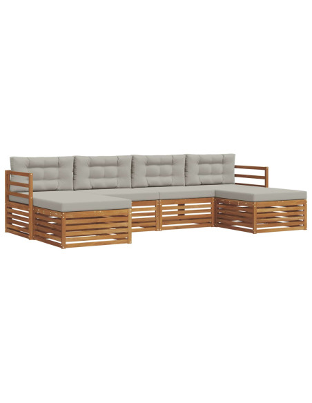 Set divani con cuscino 6 pcs Grigio Naturale e Chiaro