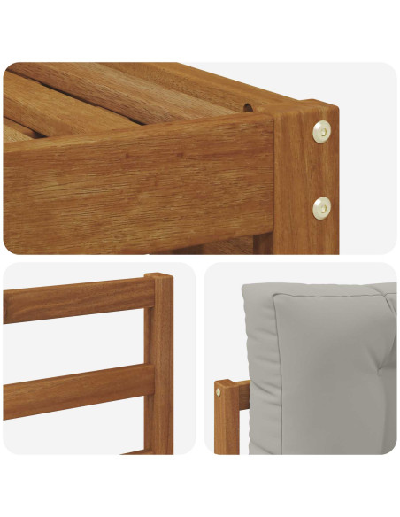 Set divani con cuscino 6 pcs Grigio Naturale e Chiaro