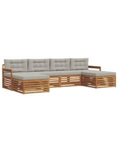Set divani con cuscino 6 pcs Grigio Naturale e Chiaro 2