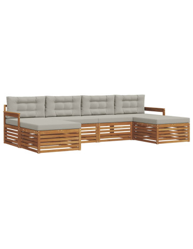 Set divani con cuscino 6 pcs Grigio Naturale e Chiaro