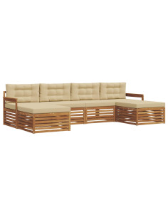 Set divani 6 pcs Naturale e Beige Legno di Acacia Massello 2